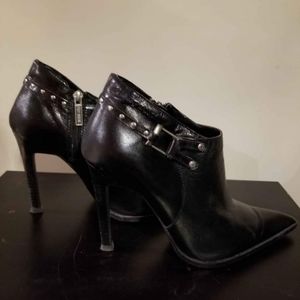Harley-Davidson Black Leather Studded Pointed Ankle Booties